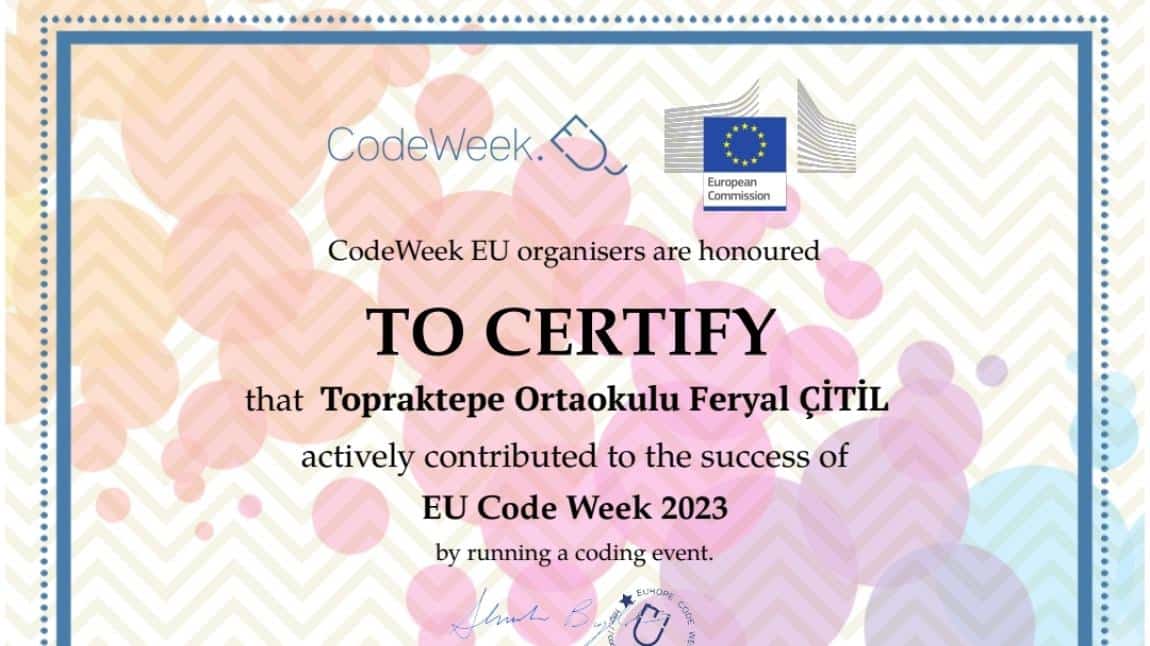 Okulumuz Cumhuriyet'in 100. Yılı dolayısıyla Codeweek  Avrupa kodlama haftasına katıldı